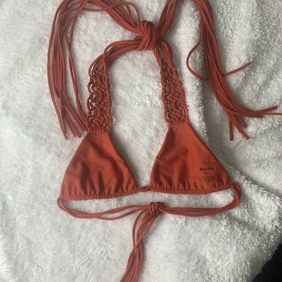 MIKOH Waipahu Triangle Multi String Bikini Swim Top Red Small NWOT - Picture 11 of 12